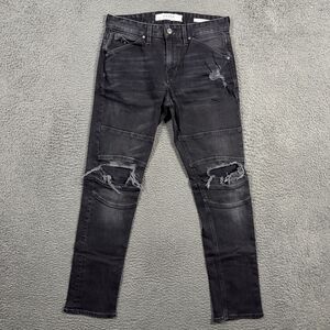 Guess Jeans Mens 30x30 Black Slim Tapered Fit Stretch Thrashed Distressed Grunge